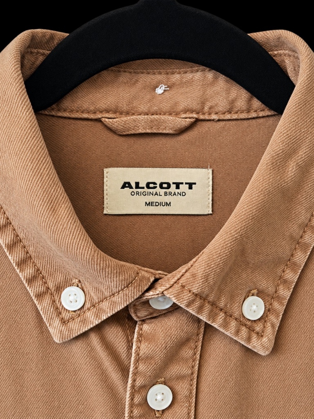Alcott Men’s Washed Brown Button Down Shirt Long Sleeve Size M